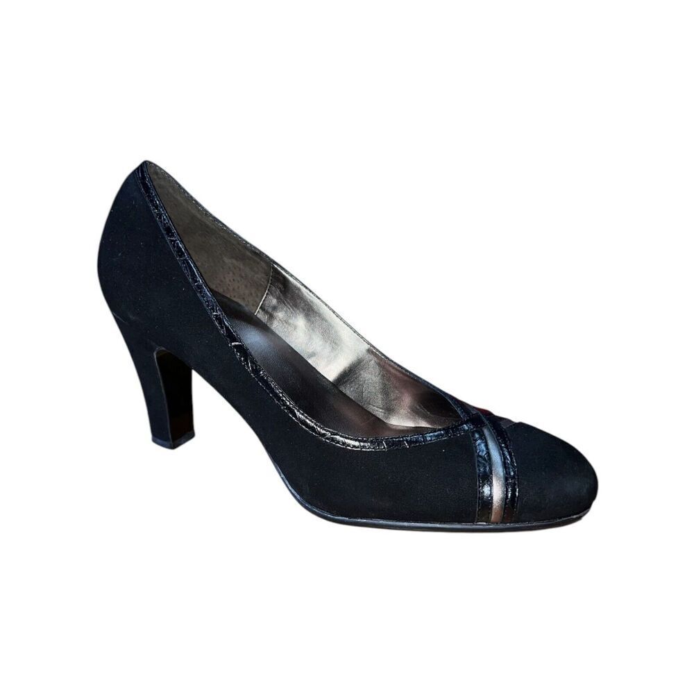Aerosoles Pretty Gritty Black Combo Round Toe Pump Womens Size 10M NEW